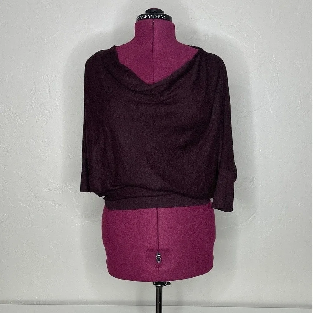 Vince‎ Sweater Womens XS Purple Silk Alpaca Cowl Neck Batwing Sleeve Knit Top